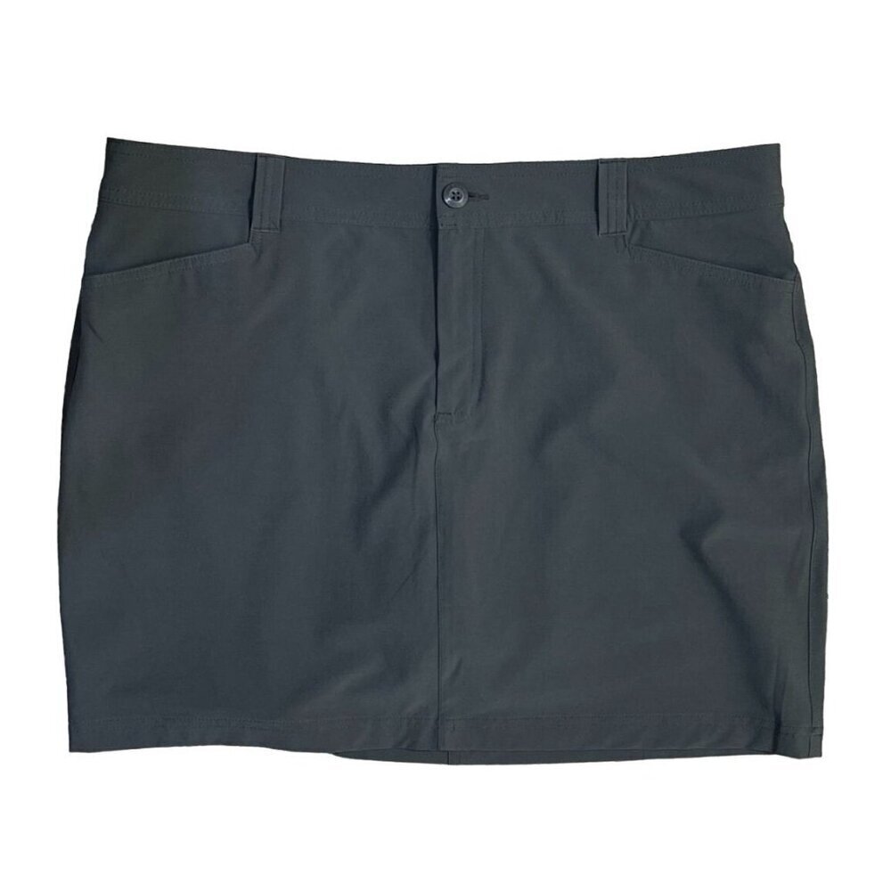 Eddie Bauer Women's Mini Skirt Dark Grey Zip Size 14 Stretch Hiking Golf